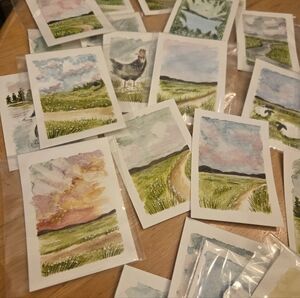 Mystery ACEO Original Art Card Watercolor Painting Landscape Art Whimsy Abstract